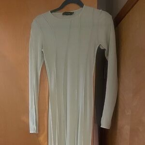 PrettyLittleThing Size4 Seafoam Green Bodycon Fitted Long Sleeve Midi Dress